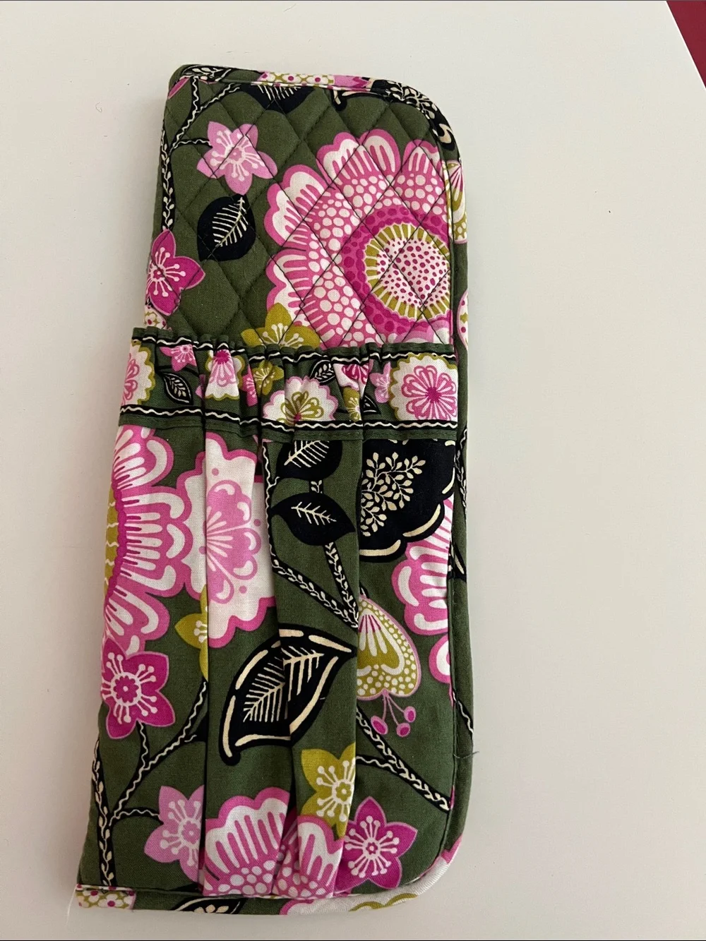 Vera Bradley Floral Olive Green and Pink Curling/Flatiron Heat Protected Holder.